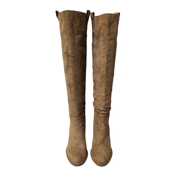 Vici Mi.iM Saint Slouch Knee Boots Camel Brown Suede - Picture 2 of 9